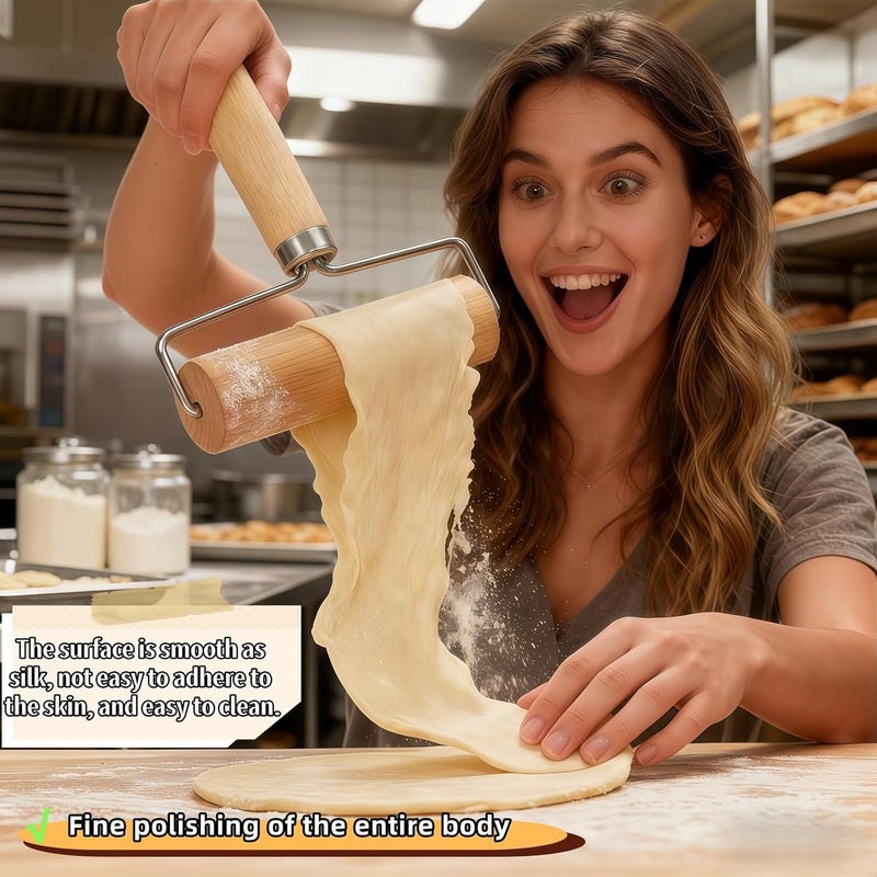 RyanDesign Wooden Rolling Pin Set - Non-Stick Pizza & Dough Roller, Ergonomic Bakery Tool for Cookies, Pie, Bread Dough | Heavy Duty, Easy Clean, Compact Storage | Kitchen Gadget Essential - Image 5